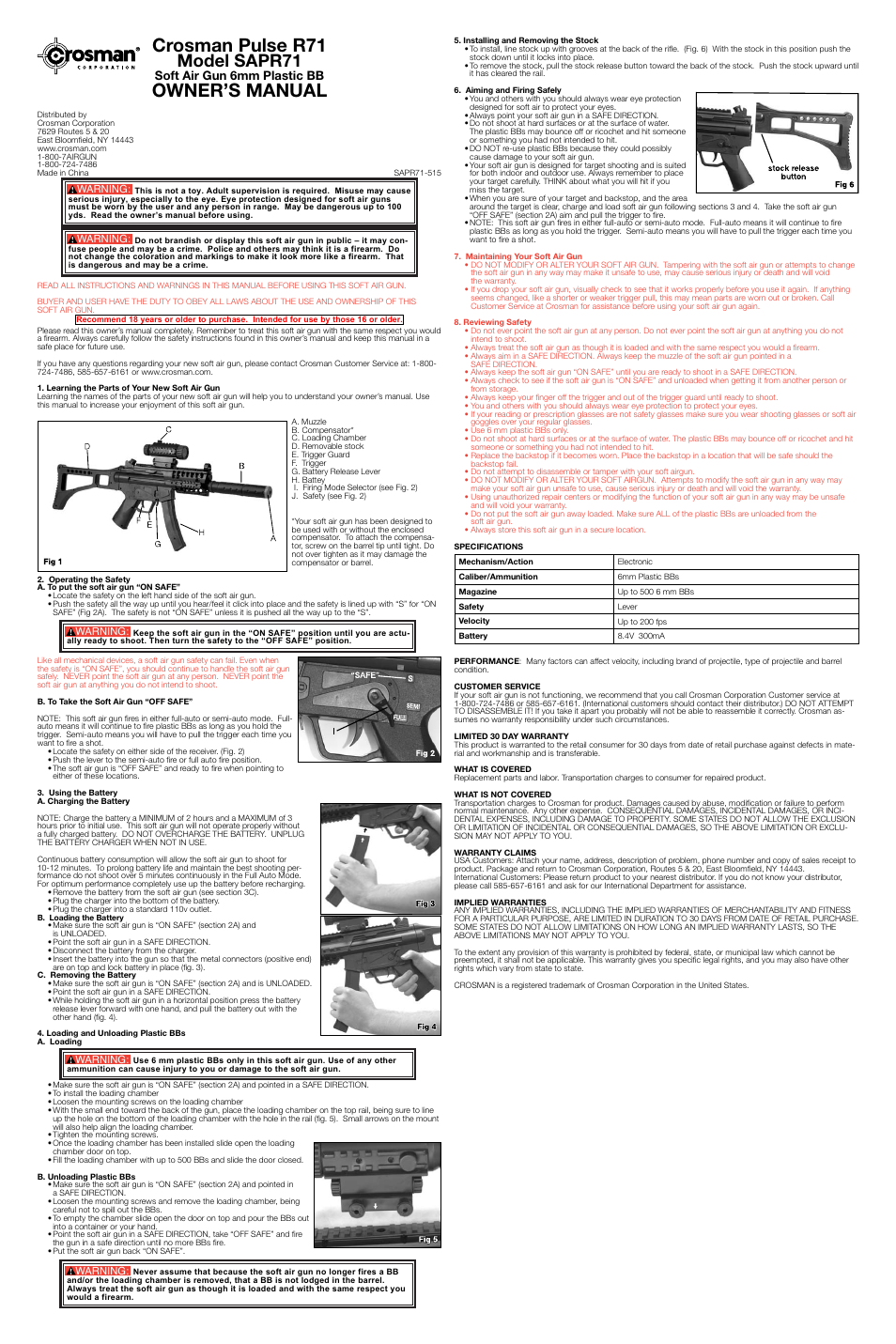 Crosman SAPR71 User Manual | 3 pages