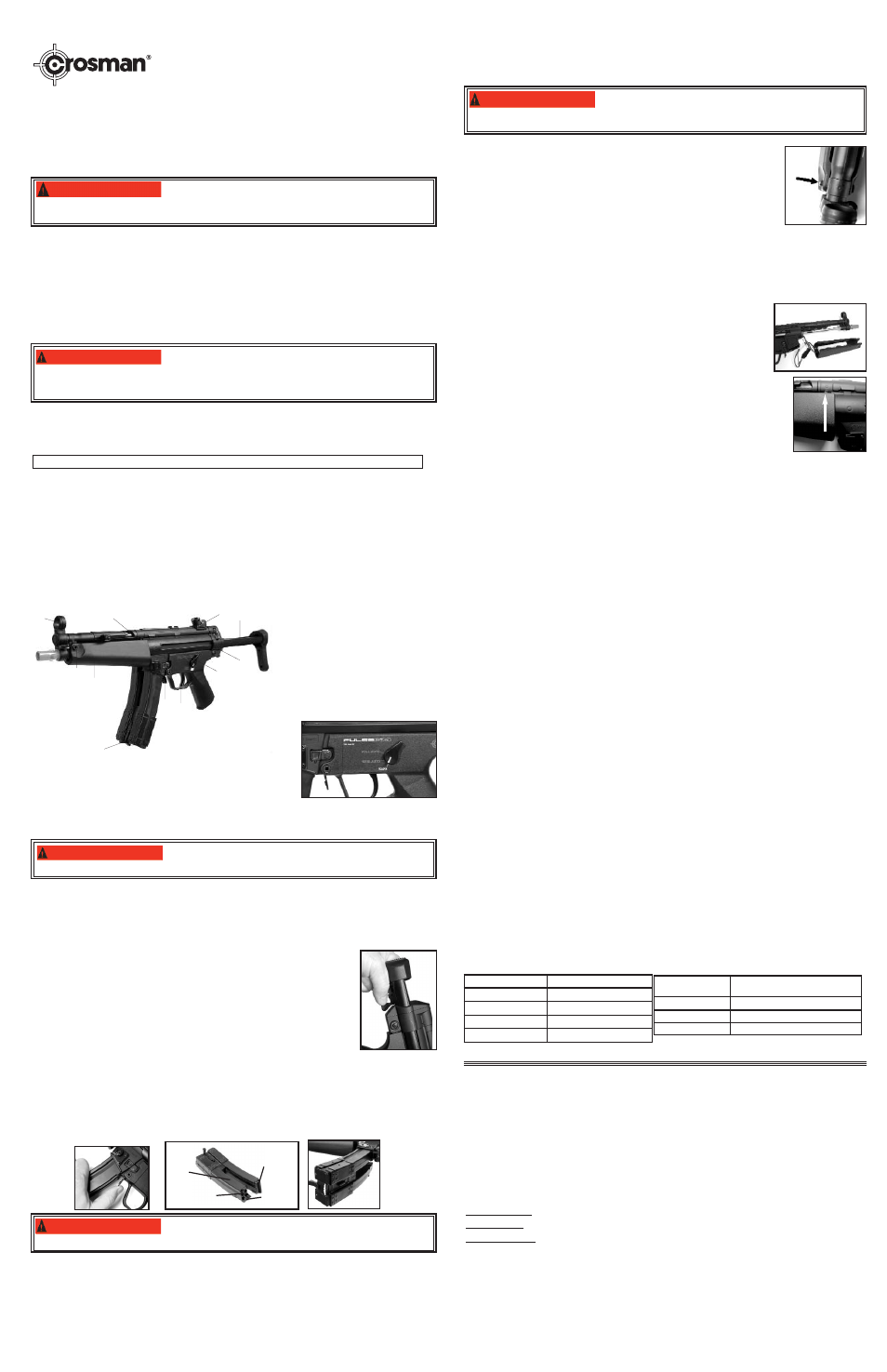 Guide d'utilisation, Modèle pulse r74 carabine soft air, Bb plastique 6 mm | Mise en garde | Crosman SAPR74 User Manual | Page 2 / 3
