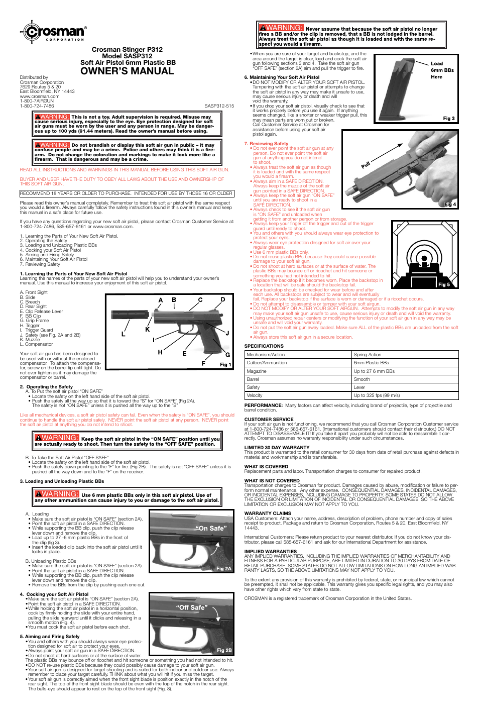 Crosman SASP312 User Manual | 2 pages