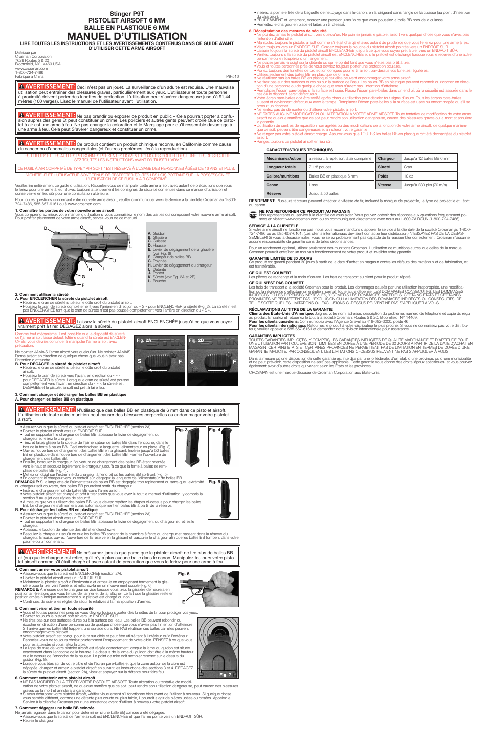 Manuel d’utilisation | Crosman SASP9 User Manual | Page 3 / 3
