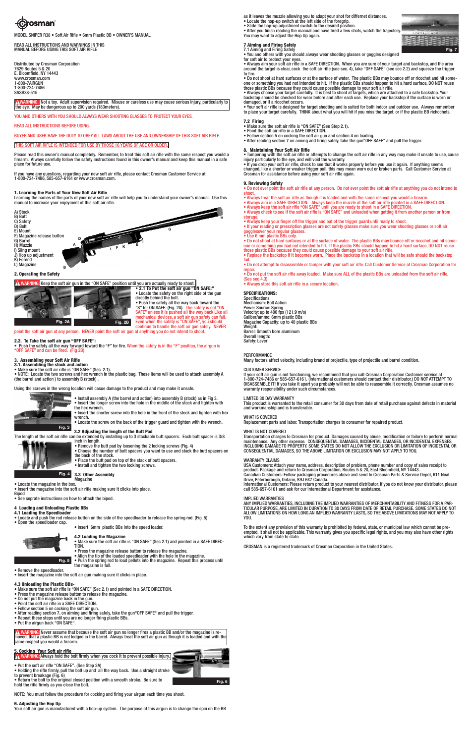 Crosman SASR38 User Manual | 2 pages