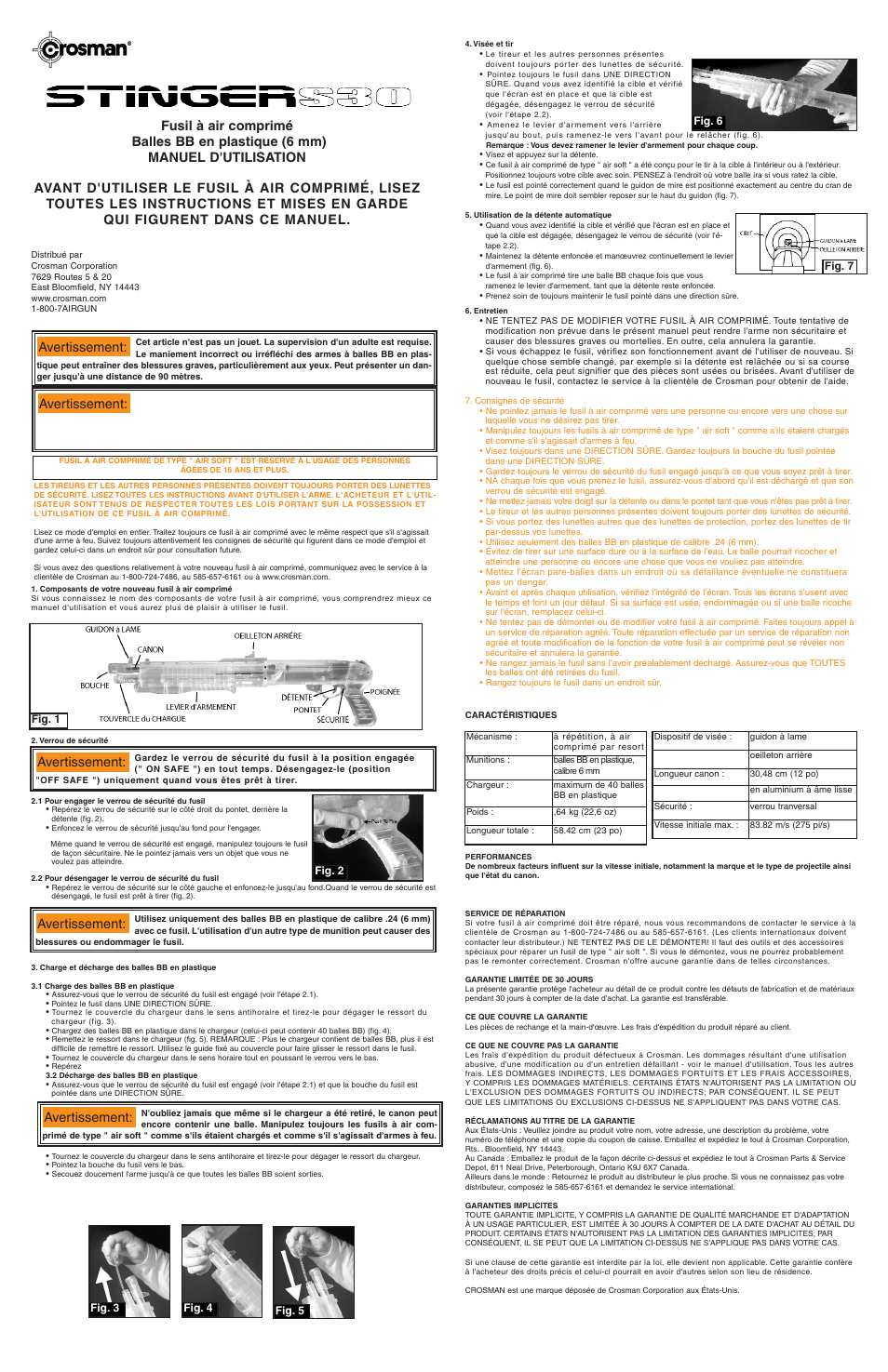 Avertissement | Crosman SASS30 User Manual | Page 2 / 3