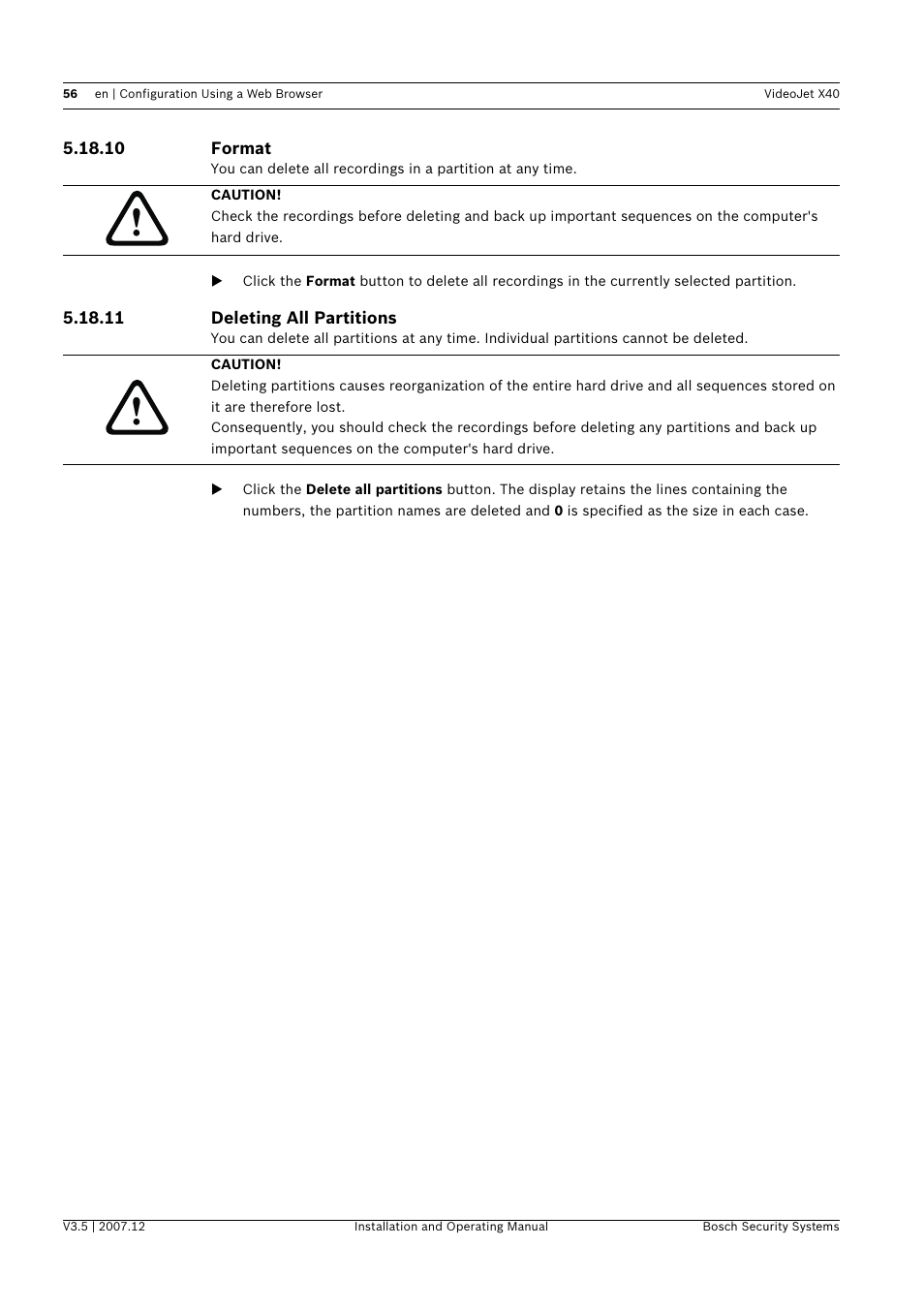 Bosch VIDEOJET X40 User Manual | Page 56 / 130