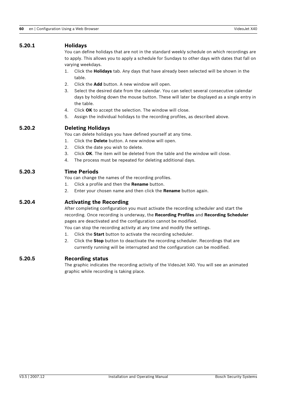 Bosch VIDEOJET X40 User Manual | Page 60 / 130