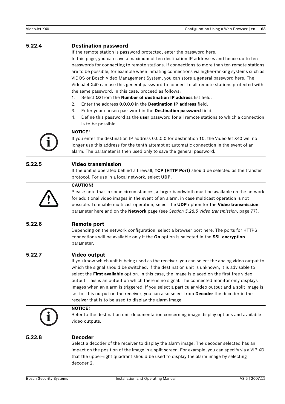 Bosch VIDEOJET X40 User Manual | Page 63 / 130