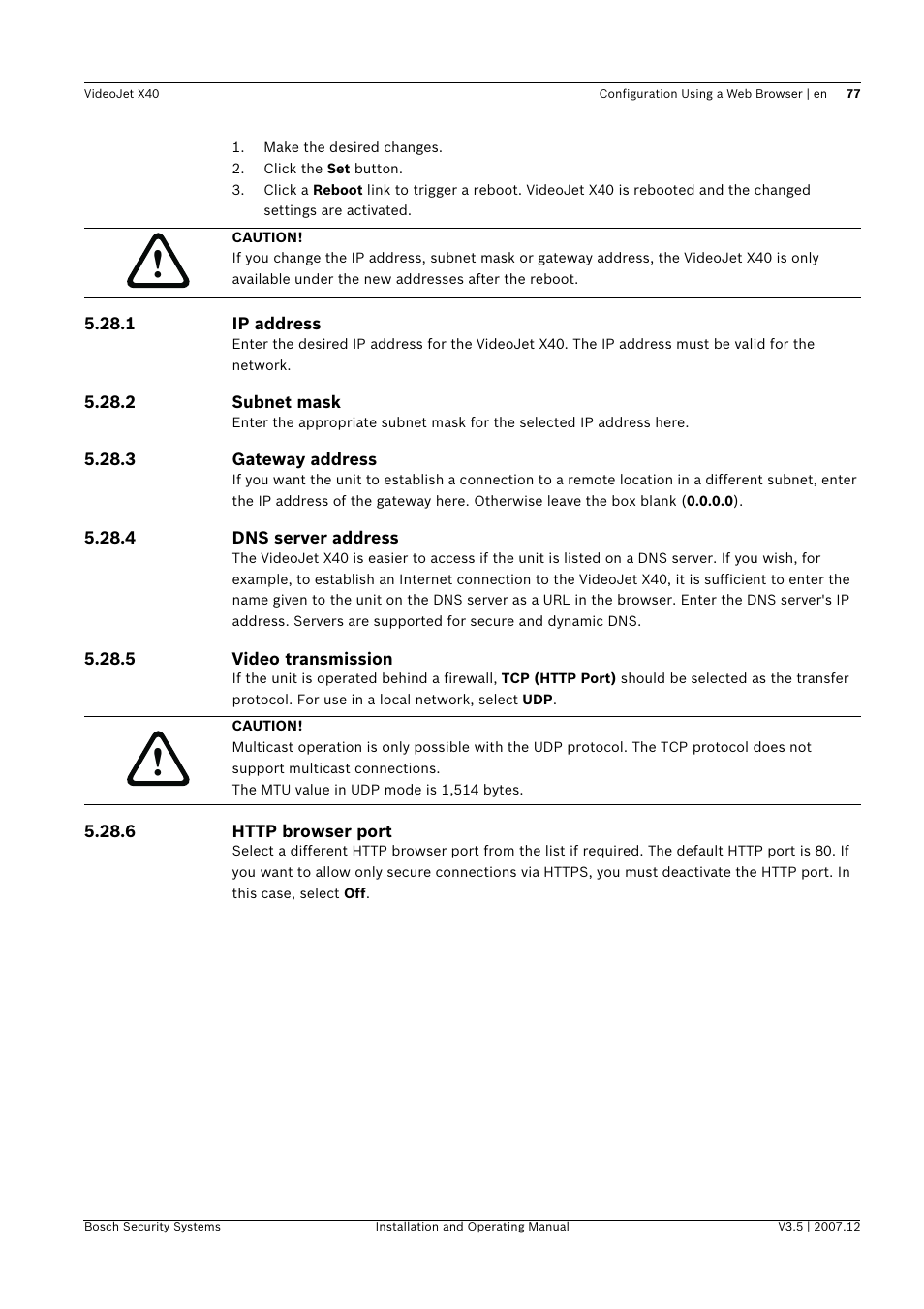 Bosch VIDEOJET X40 User Manual | Page 77 / 130