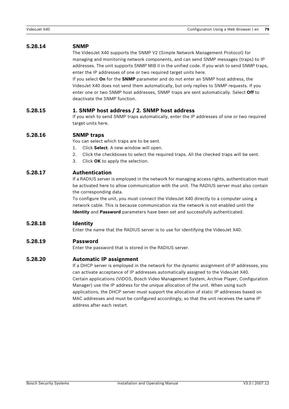 Bosch VIDEOJET X40 User Manual | Page 79 / 130