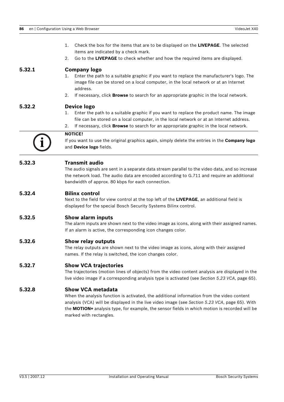 Bosch VIDEOJET X40 User Manual | Page 86 / 130