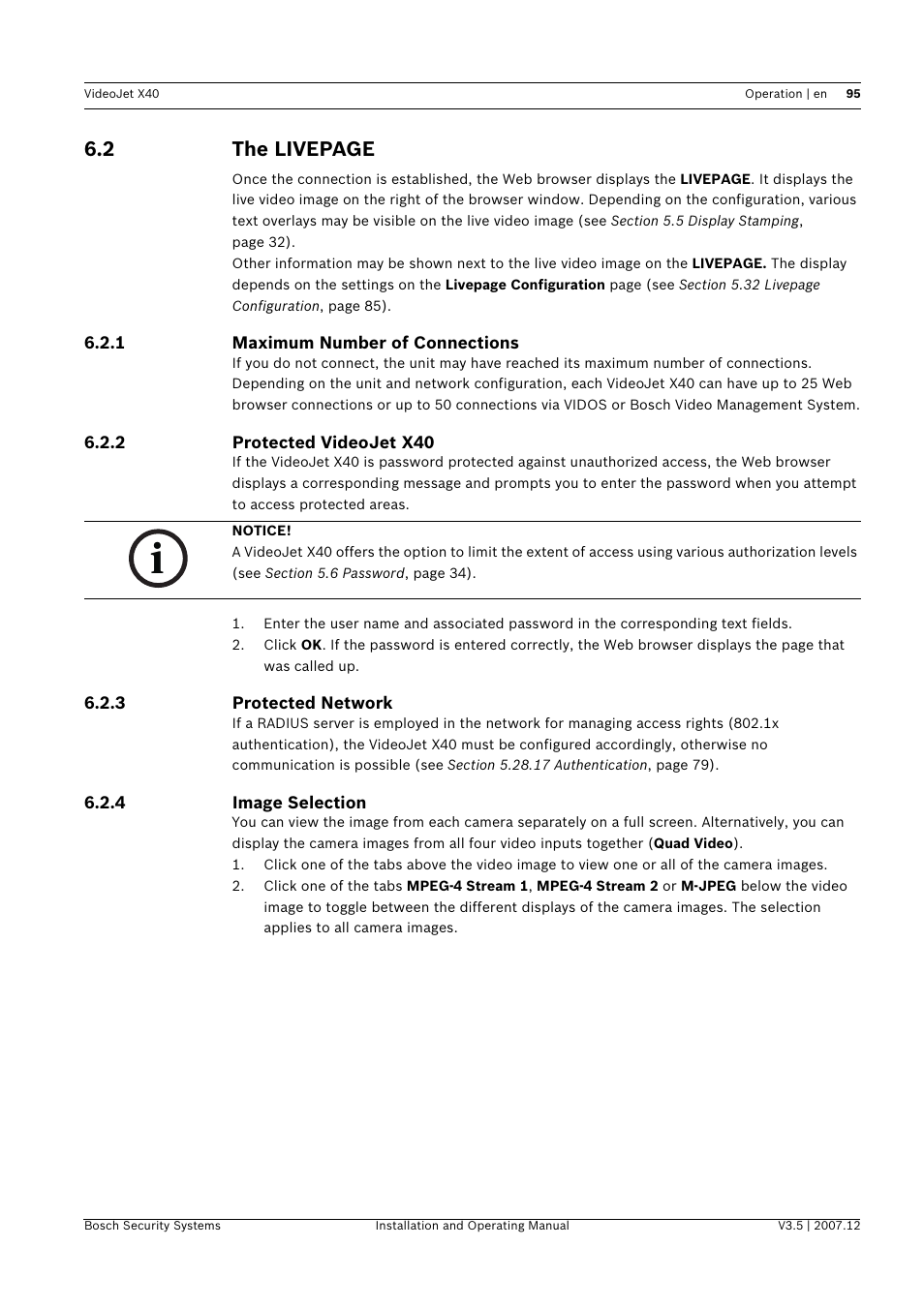 2 the livepage | Bosch VIDEOJET X40 User Manual | Page 95 / 130