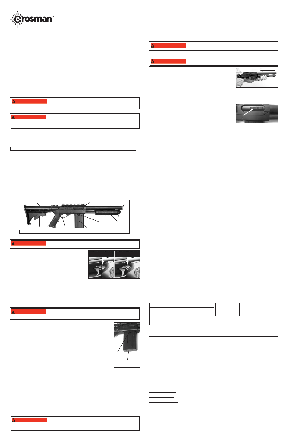 Tactical rifle, Manual del propietario, Rifle de aire suave municiones de plástico de 6 mm | Advertencia | Crosman SASS32PA User Manual | Page 2 / 3