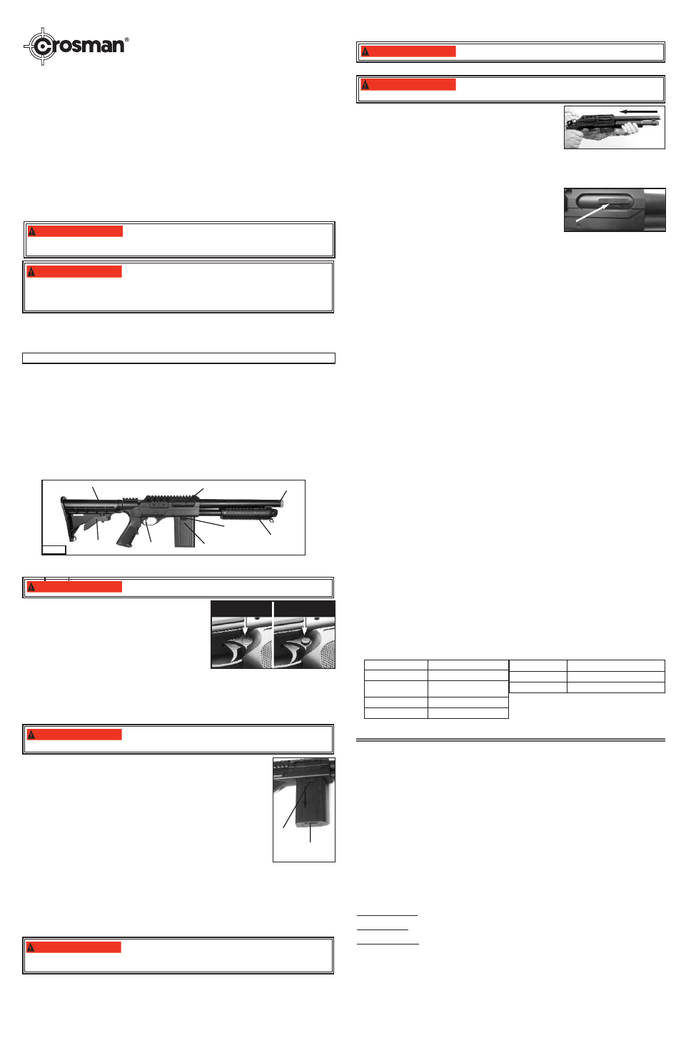 Guide d'utilisation, Tactical rifle, Fusil soft air bb plastique 6mm | Avertissement | Crosman SASS32PA User Manual | Page 3 / 3