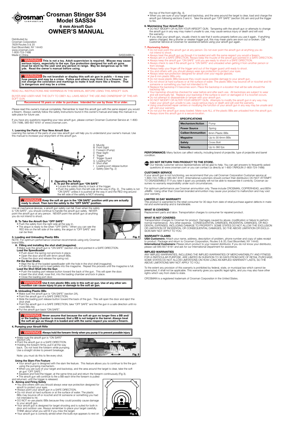 Crosman SASS34 User Manual | 3 pages