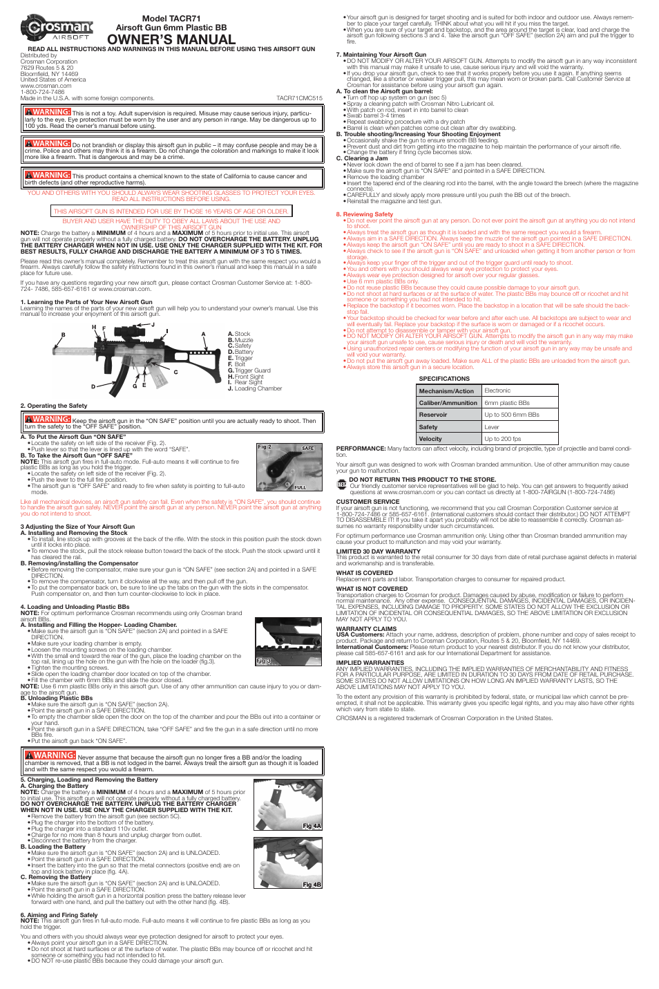 Crosman TACR71 User Manual | 3 pages