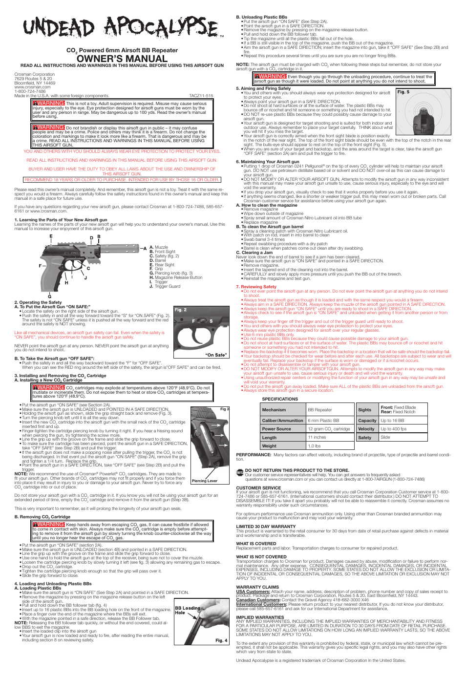 Crosman TACZ11 User Manual | 2 pages