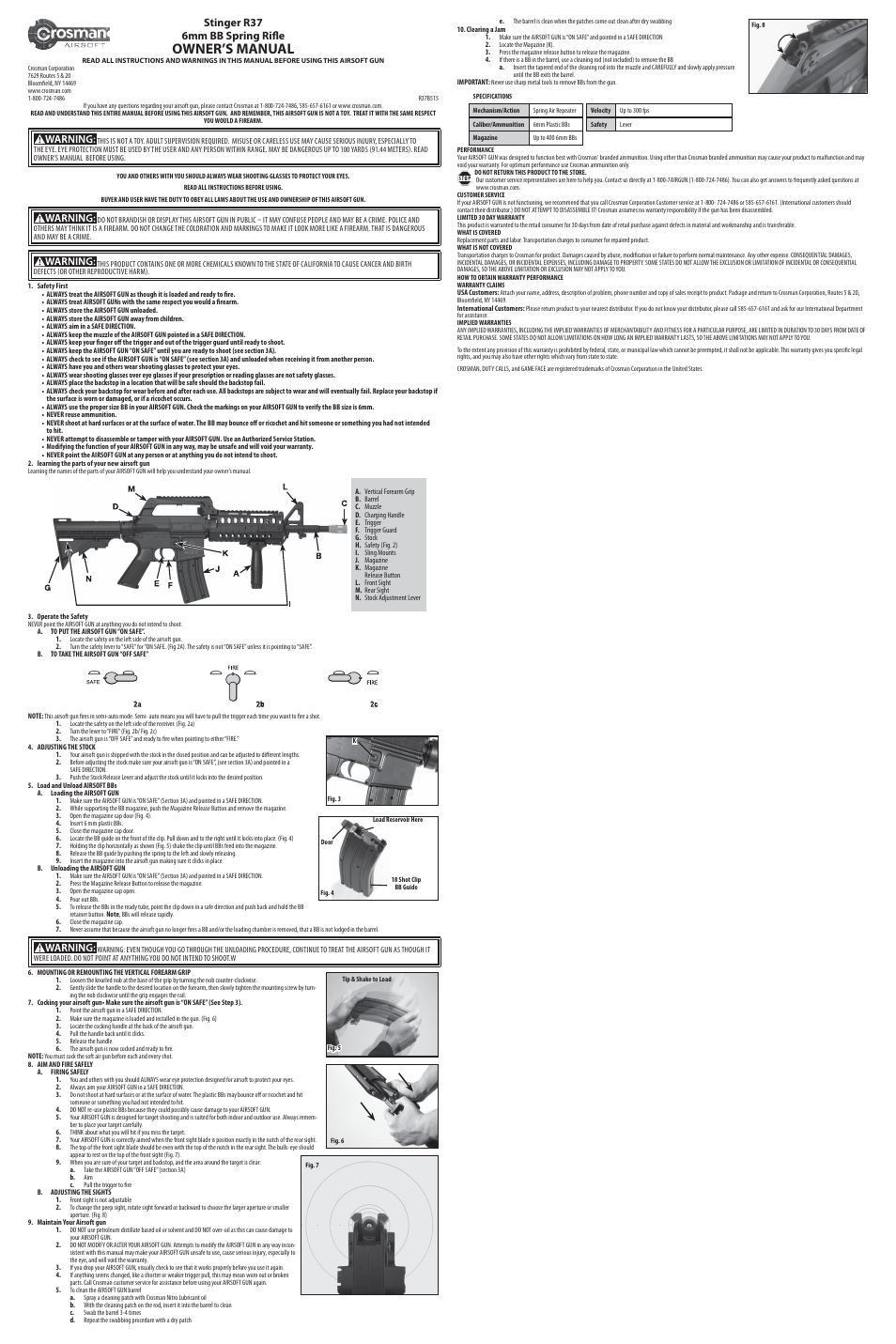 Crosman Z37 User Manual | 3 pages