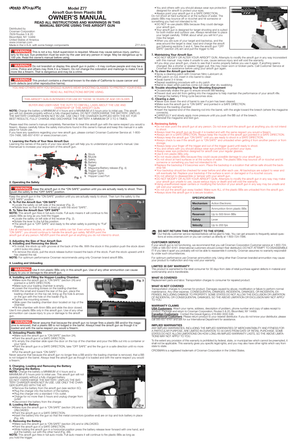 Crosman Z77 User Manual | 3 pages
