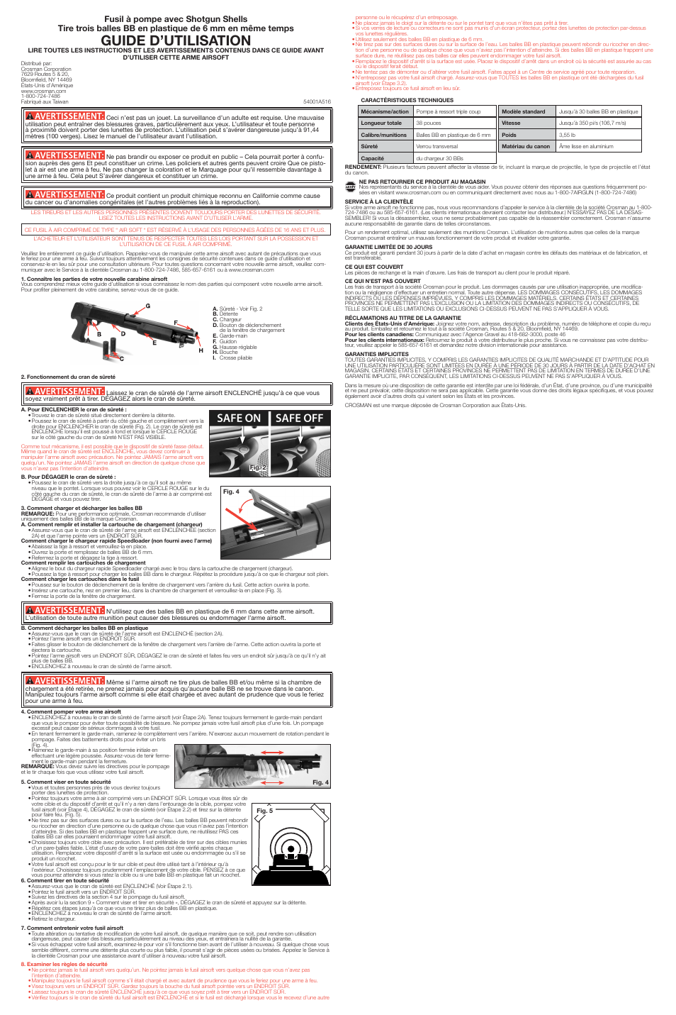 Guide d’utilisation | Crosman 54001 User Manual | Page 3 / 3