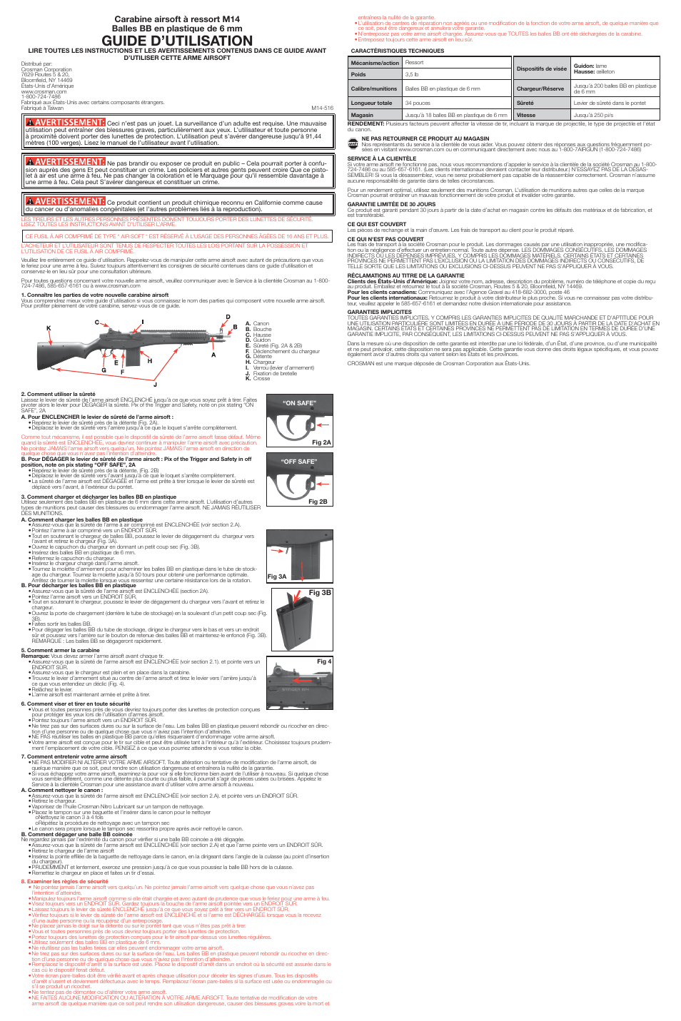 Guide d’utilisation | Crosman 54004 User Manual | Page 3 / 3