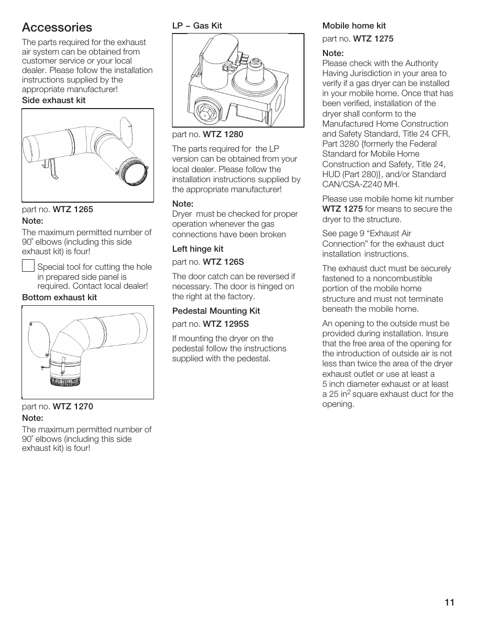 Accessories | Bosch WTMC 652SUC User Manual | Page 11 / 96