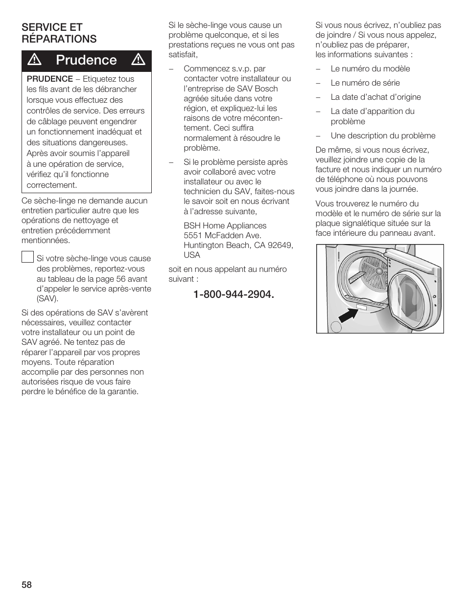 Prudence | Bosch WTMC 652SUC User Manual | Page 58 / 96