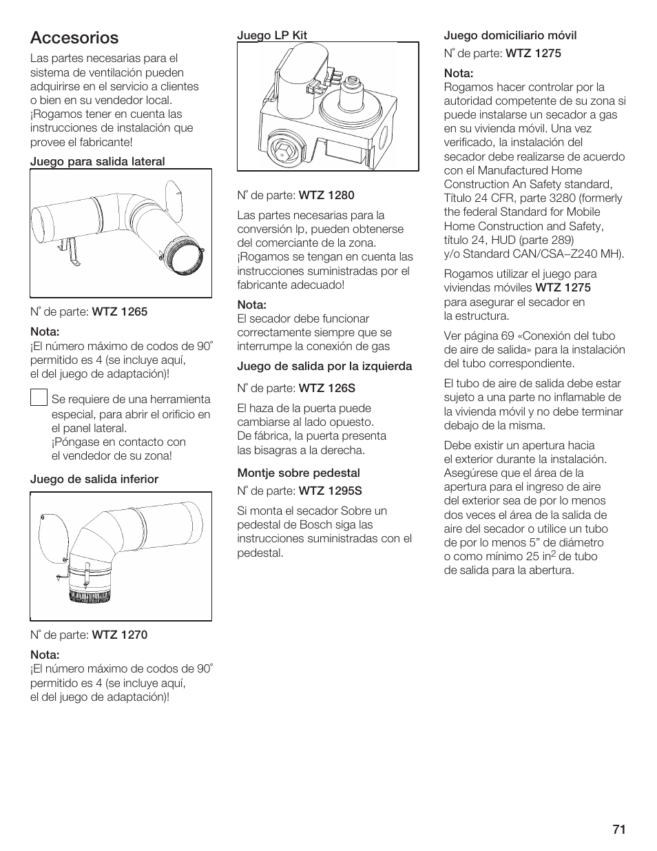 Accesorios | Bosch WTMC 652SUC User Manual | Page 71 / 96