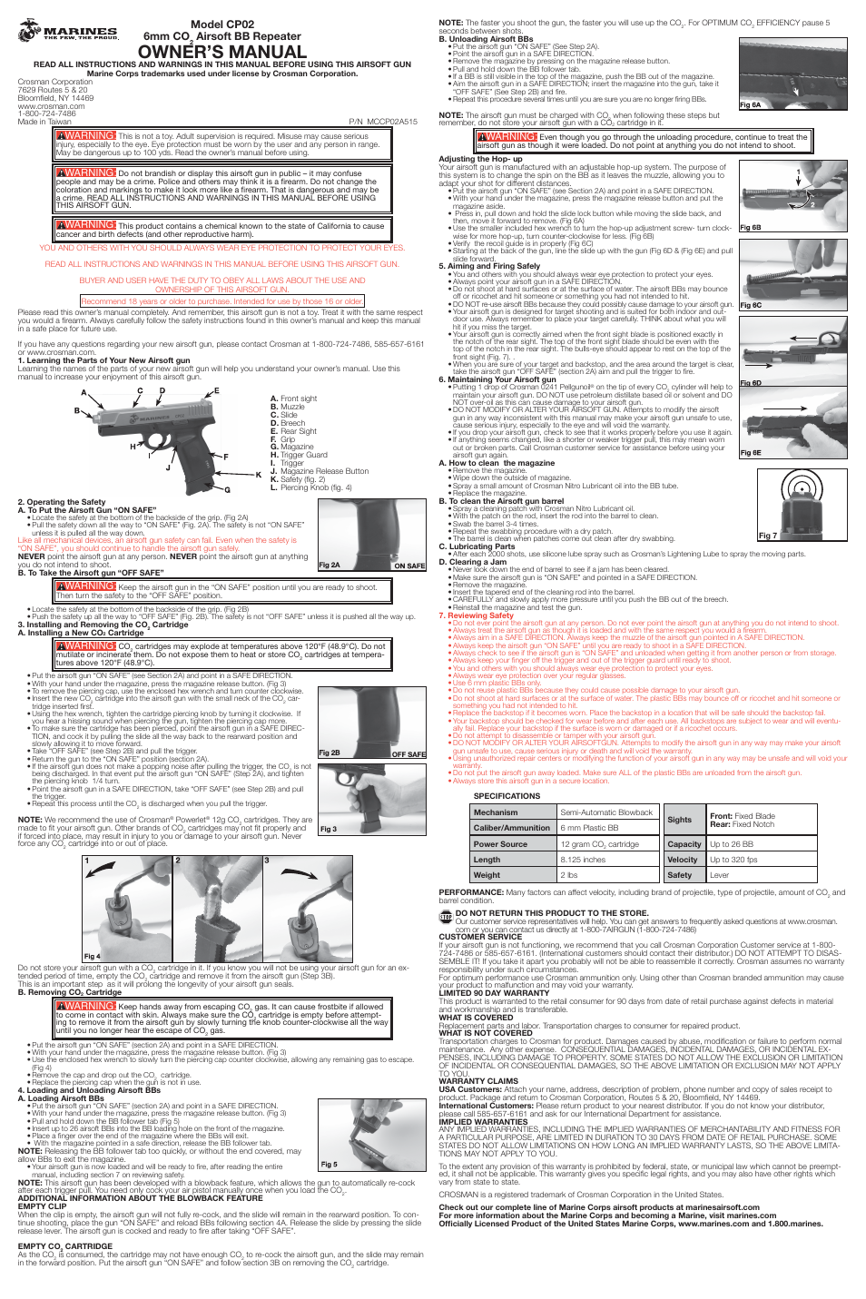 Crosman CP02 User Manual | 2 pages