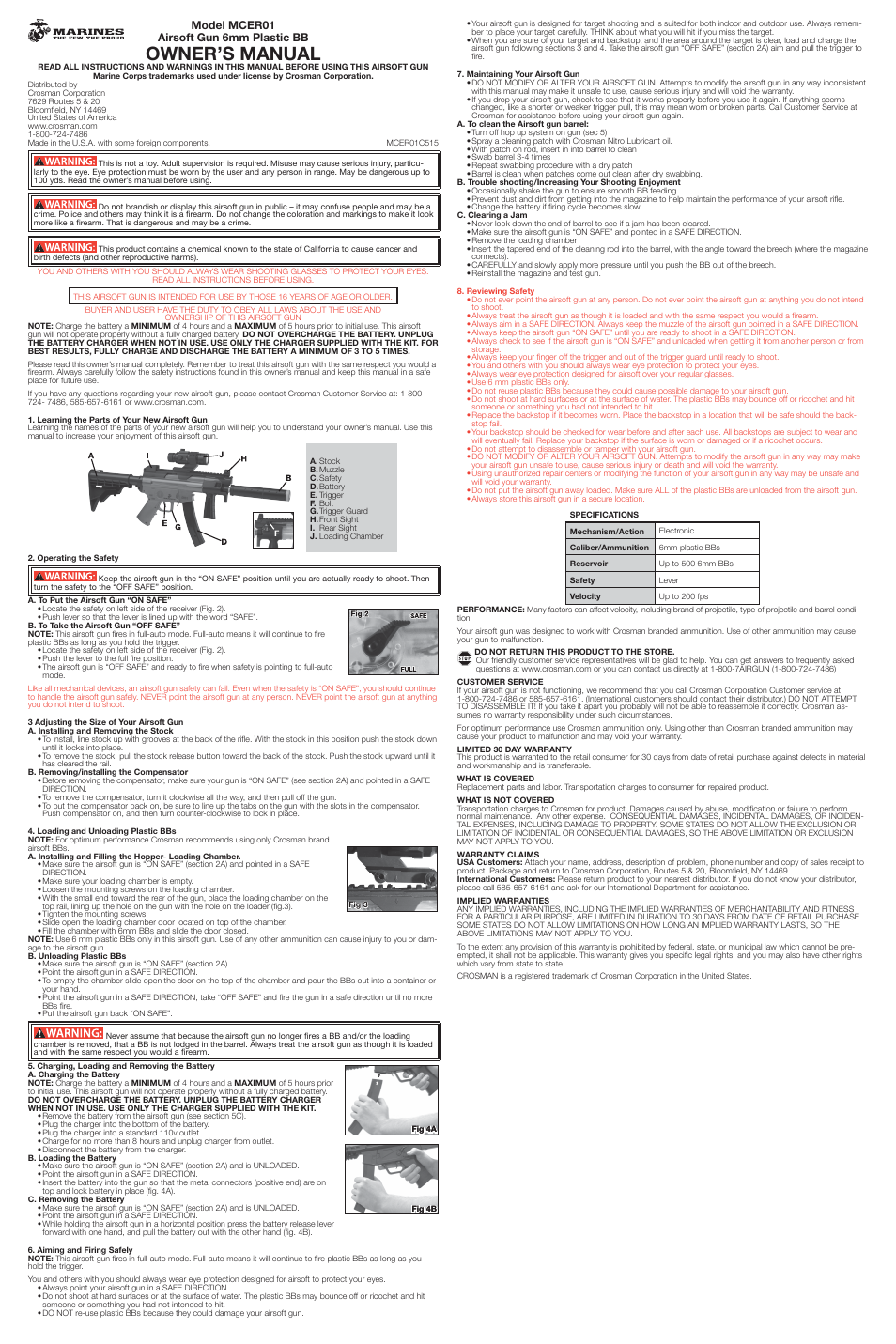 Crosman ER01 User Manual | 2 pages