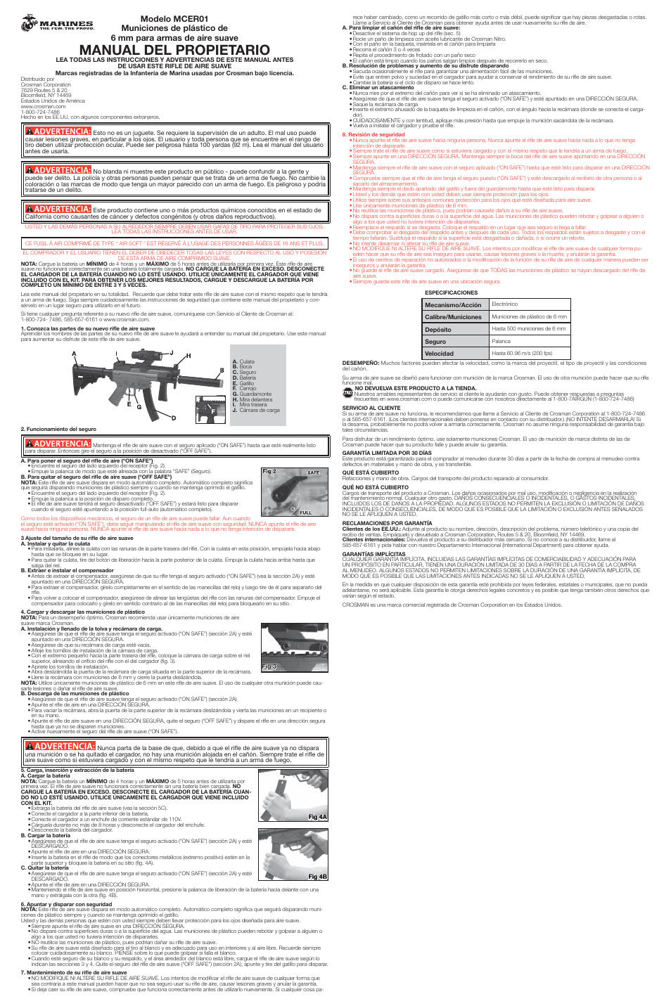 Manual del propietario | Crosman ER01 User Manual | Page 2 / 2