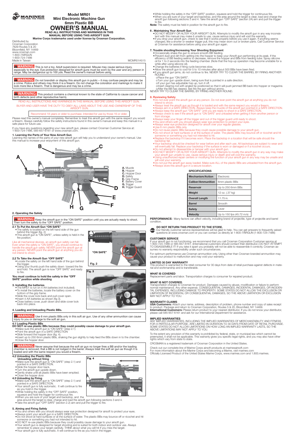 Crosman MR01 User Manual | 2 pages