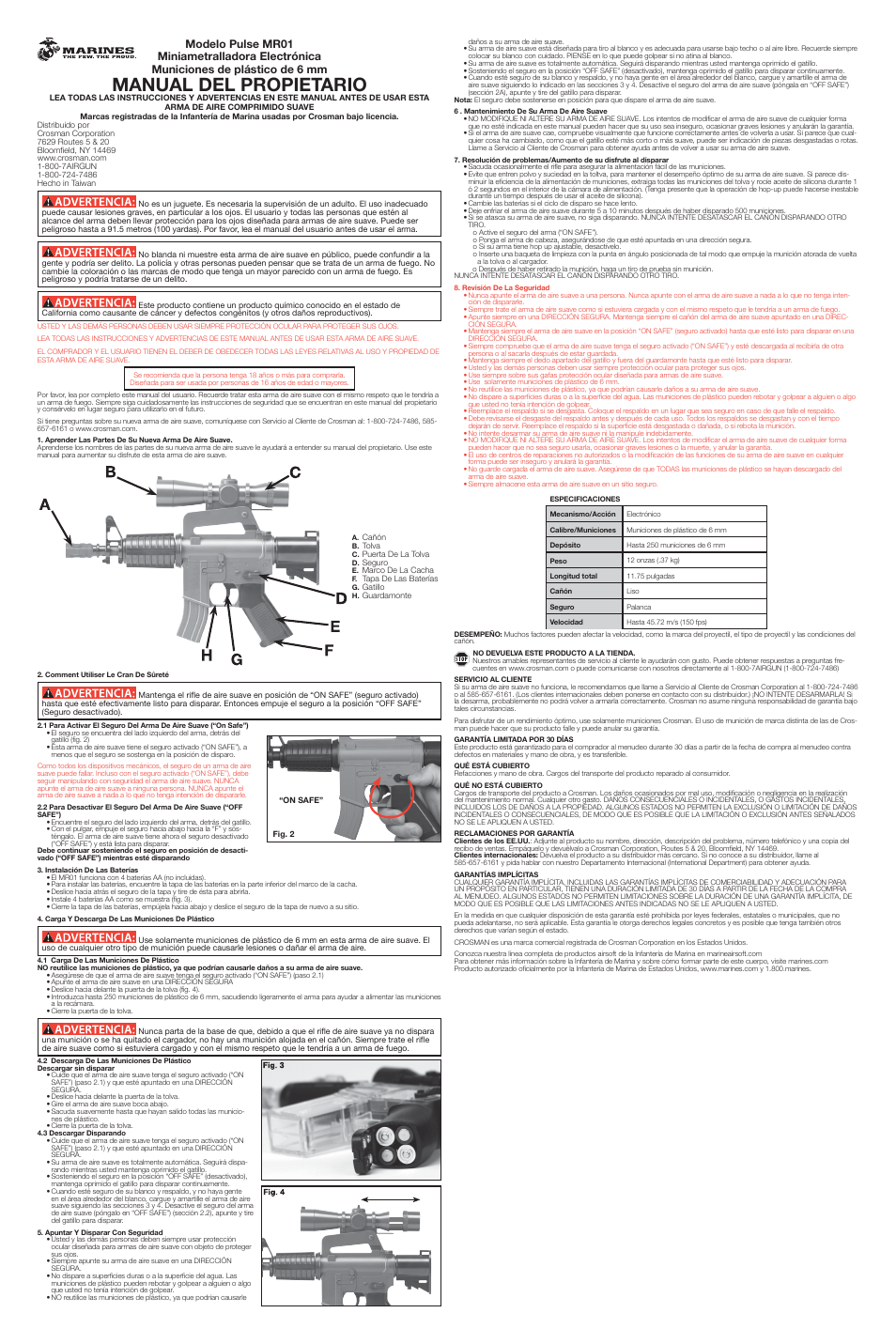 Manual del propietario | Crosman MR01 User Manual | Page 2 / 2