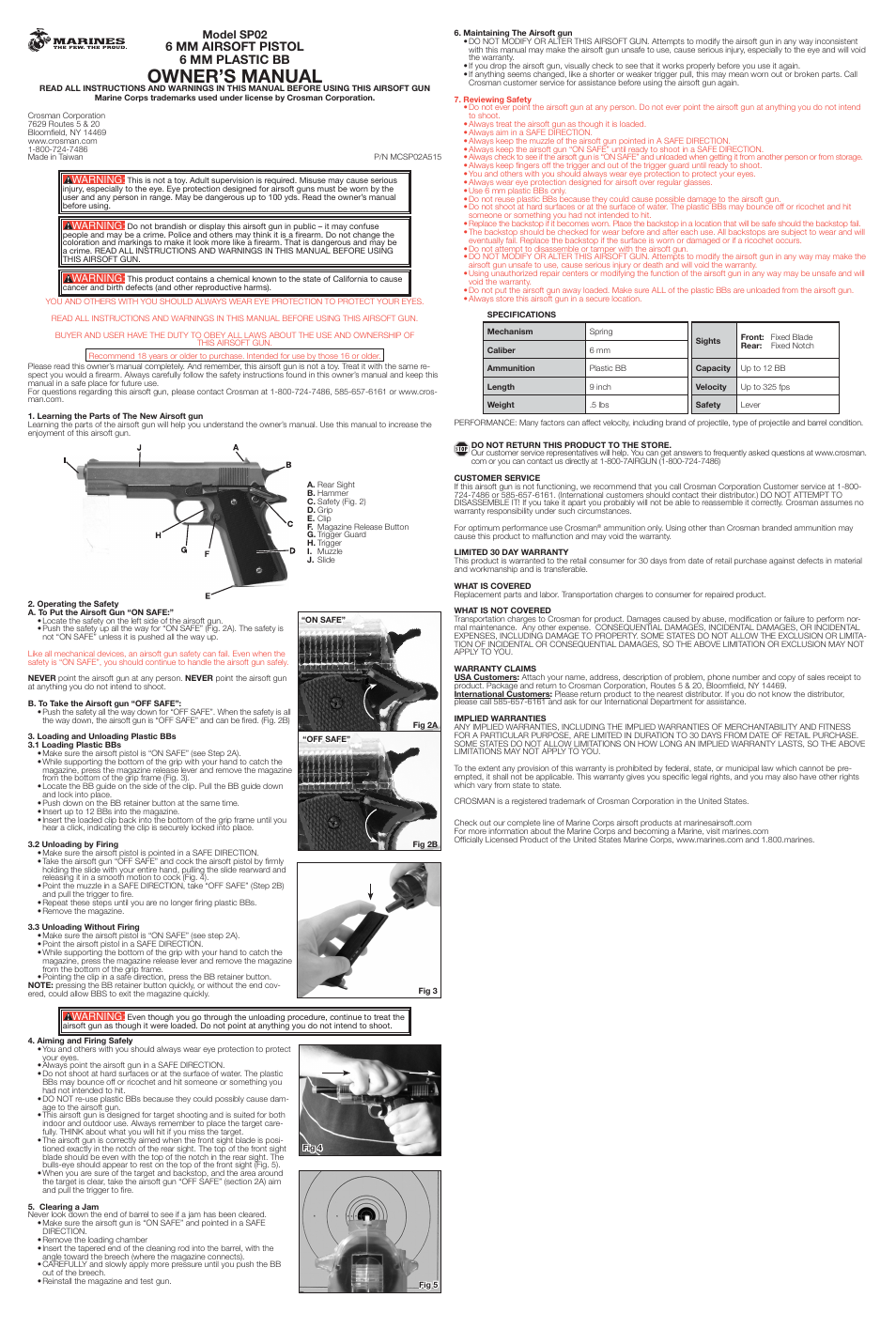 Crosman SP02 User Manual | 2 pages