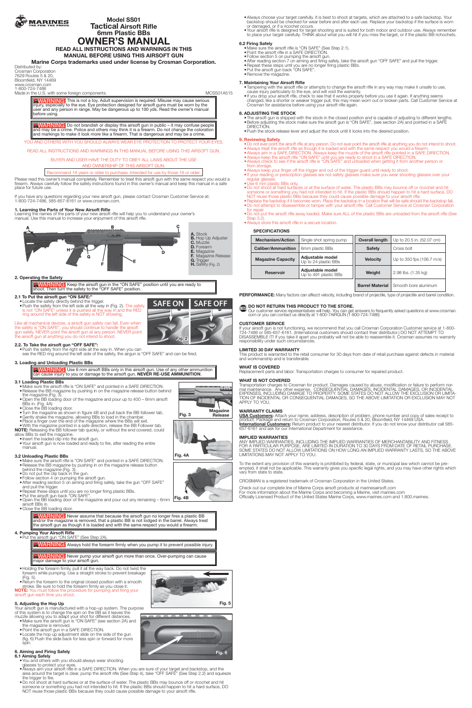 Crosman SS01 User Manual | 2 pages