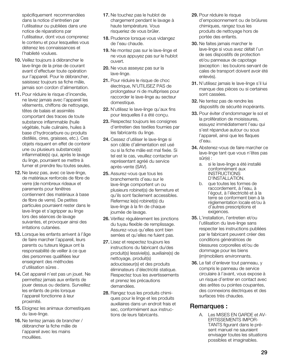 Remarques | Bosch WFMC3301UC User Manual | Page 29 / 80