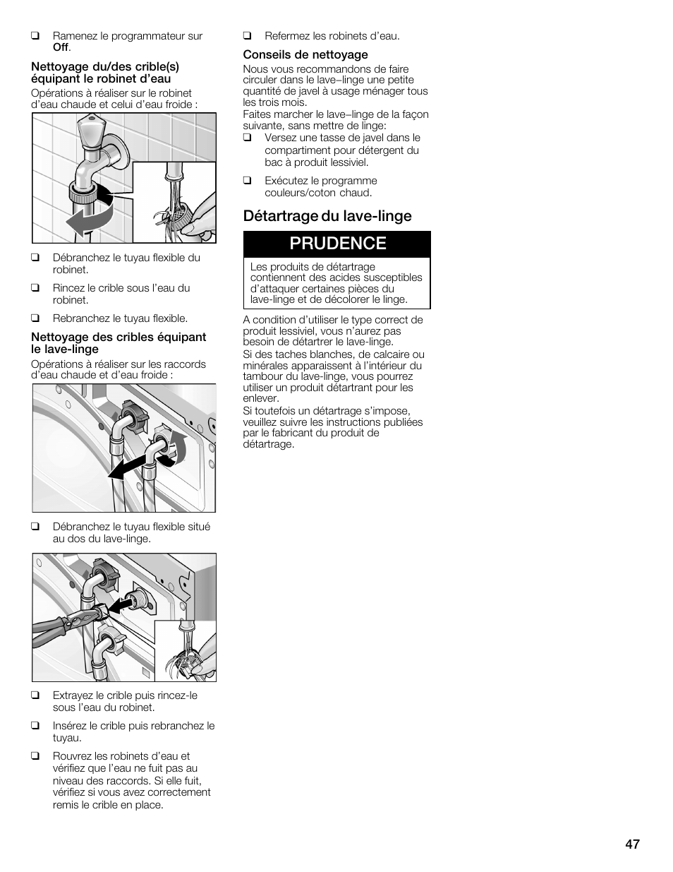 Prudence, Détartrage du lavećlinge | Bosch WFMC3301UC User Manual | Page 47 / 80