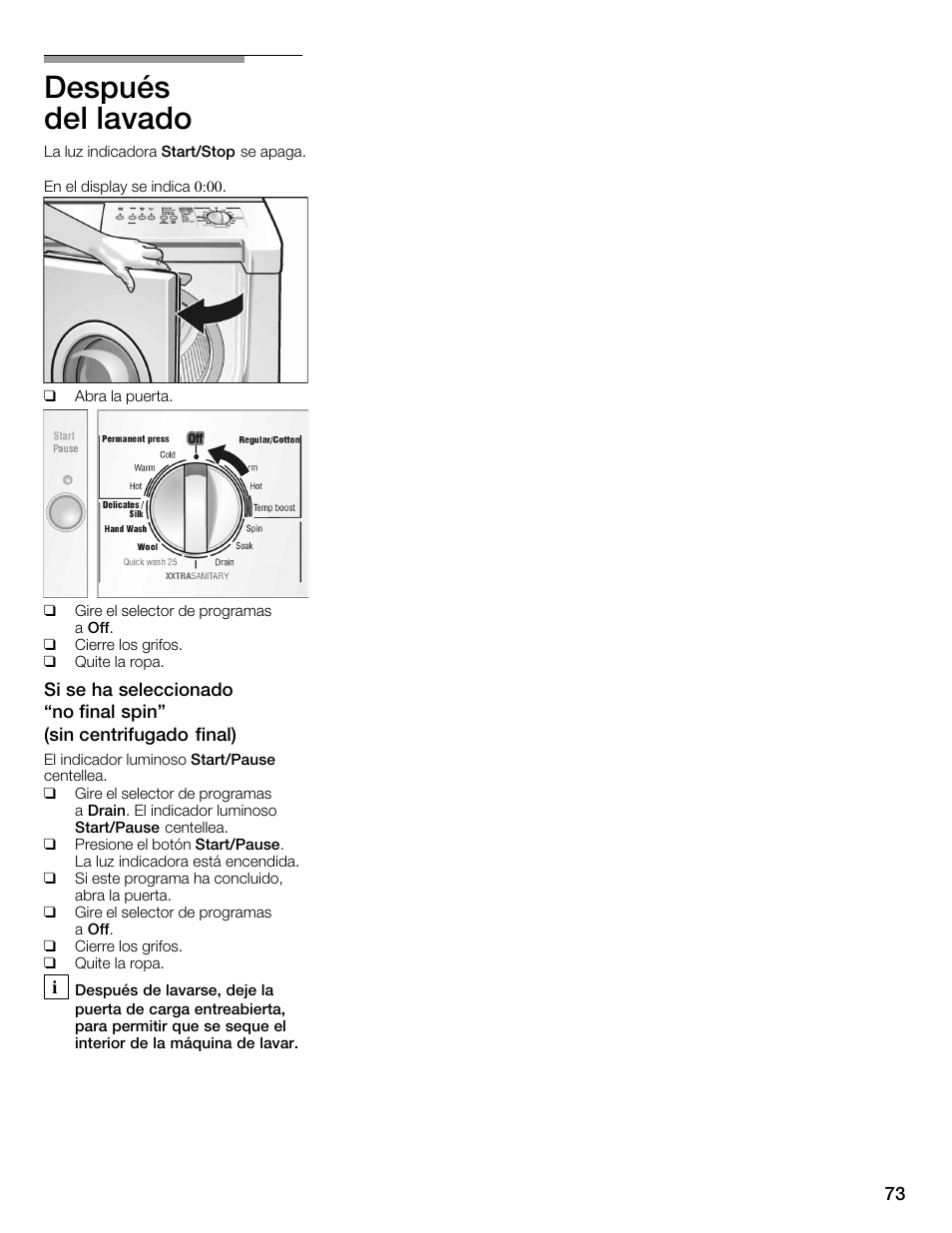 Después delălavado | Bosch WFMC3301UC User Manual | Page 73 / 80