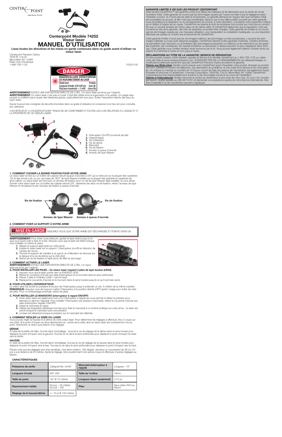 Manuel d’utilisation | Crosman 74252 User Manual | Page 3 / 3