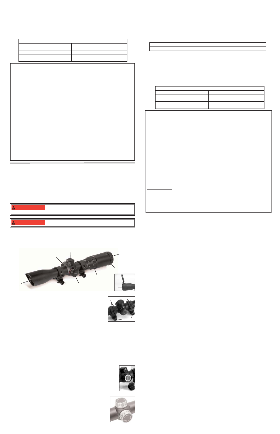 Modèle 2-7x32mm guide d'utilisation, Mise en garde | Crosman CP273RG User Manual | Page 2 / 2