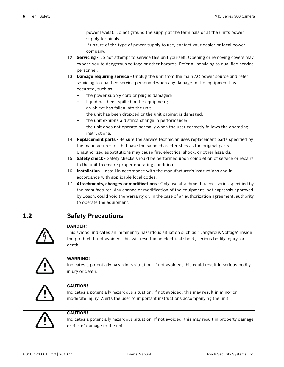2 safety precautions | Bosch 500 User Manual | Page 6 / 56