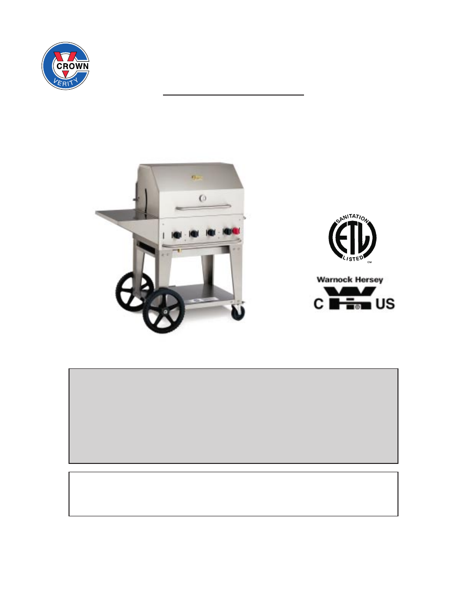 Crown Verity CCB-60 User Manual | 20 pages
