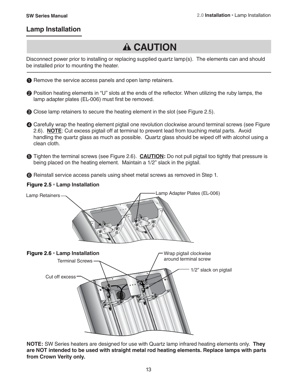 Caution | Crown Verity SW Series User Manual | Page 13 / 20