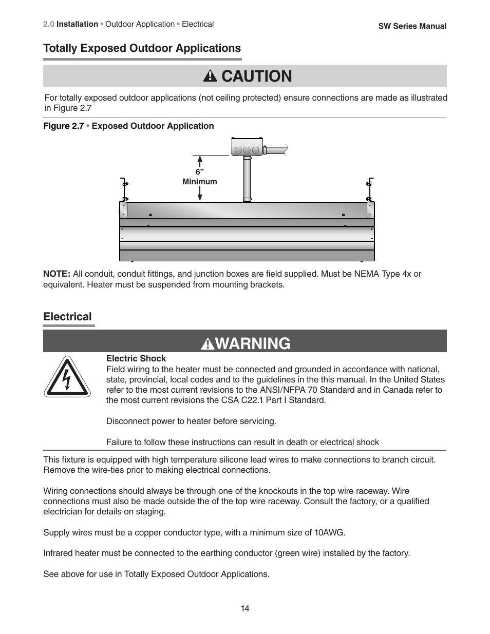 Warning, Caution | Crown Verity SW Series User Manual | Page 14 / 20