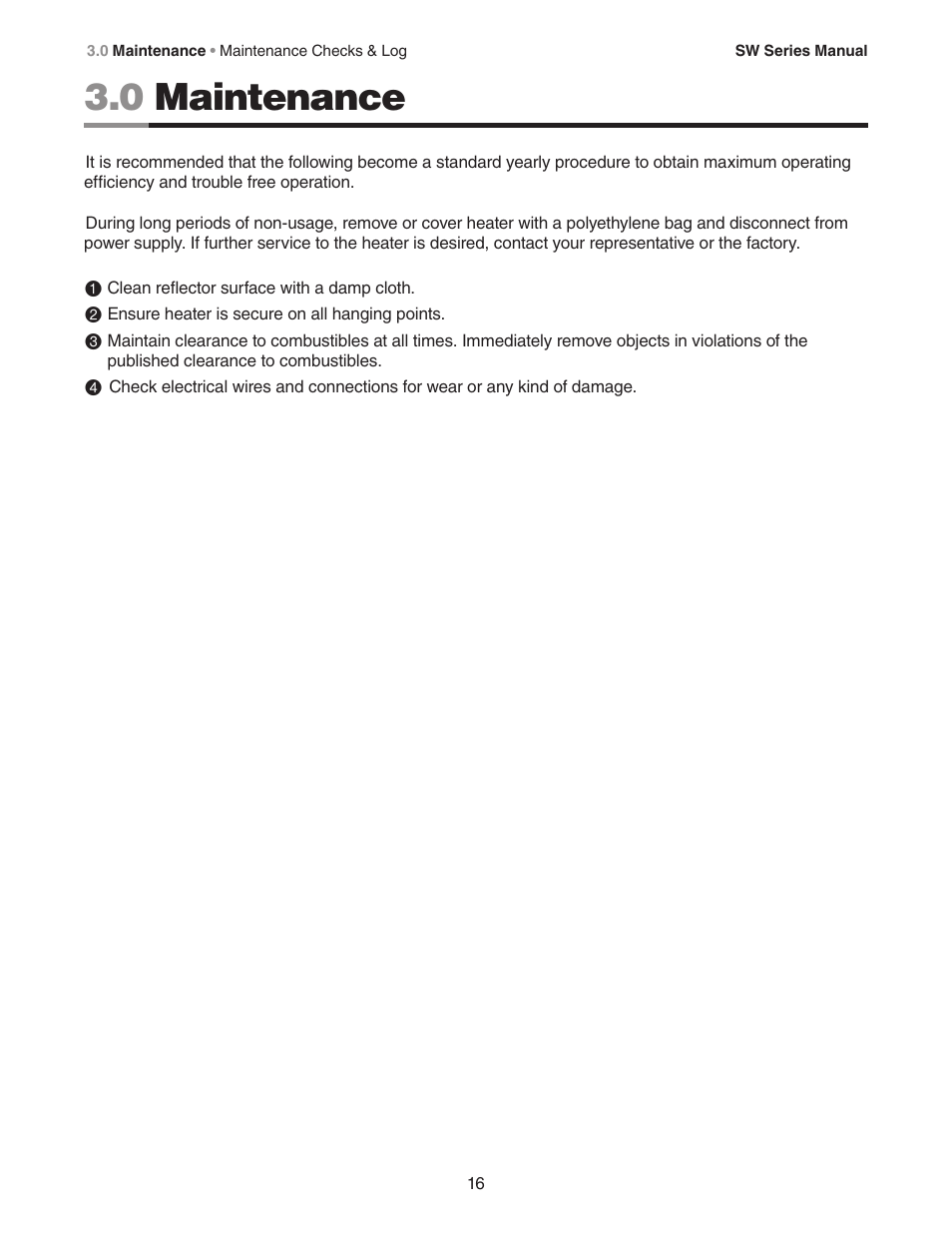 0 maintenance | Crown Verity SW Series User Manual | Page 16 / 20