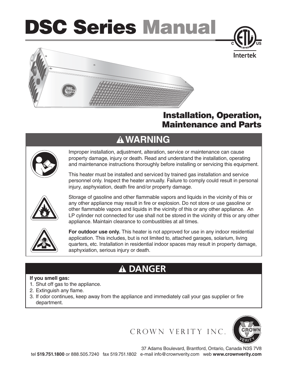 Crown Verity DSC Series User Manual | 28 pages