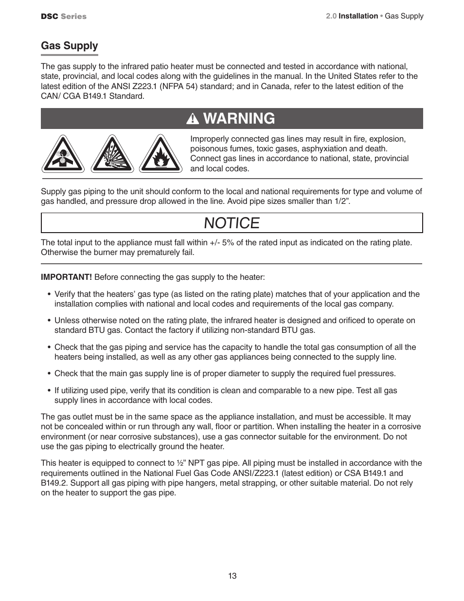 Warning, Notice | Crown Verity DSC Series User Manual | Page 13 / 28