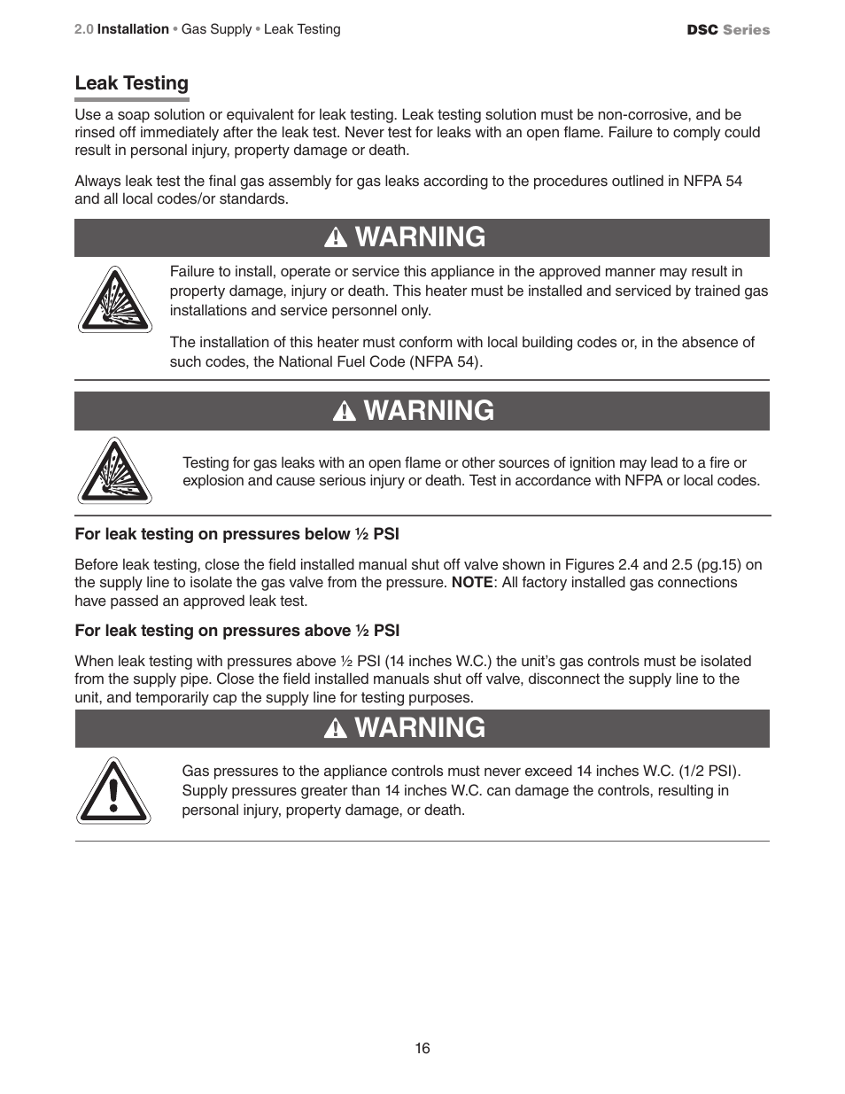 Warning | Crown Verity DSC Series User Manual | Page 16 / 28