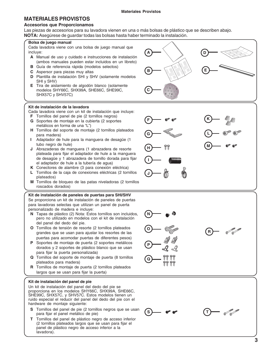 Materiales provistos | Bosch 9000060331 (8503) User Manual | Page 37 / 52