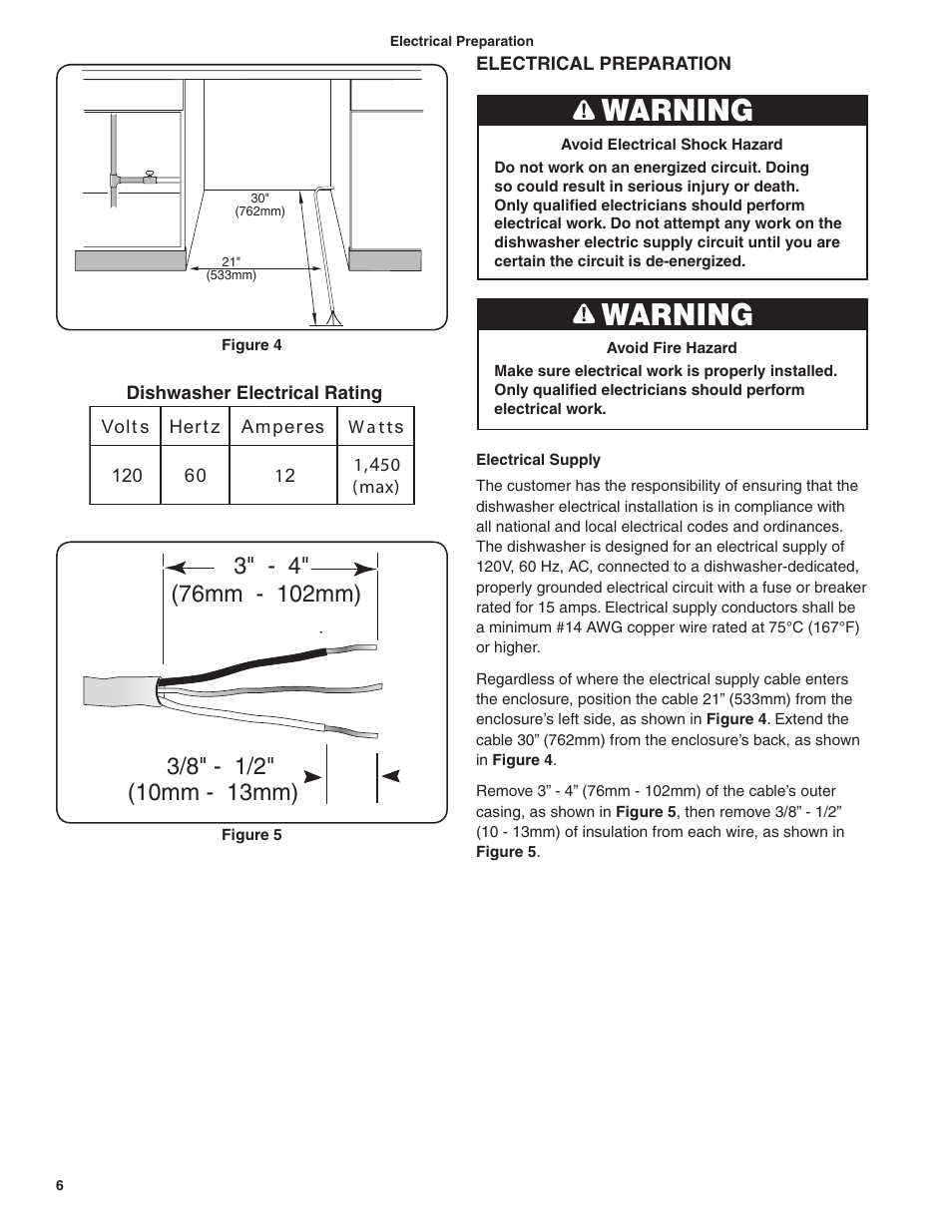 Warning | Bosch BSH Dishwasher User Manual | Page 6 / 48