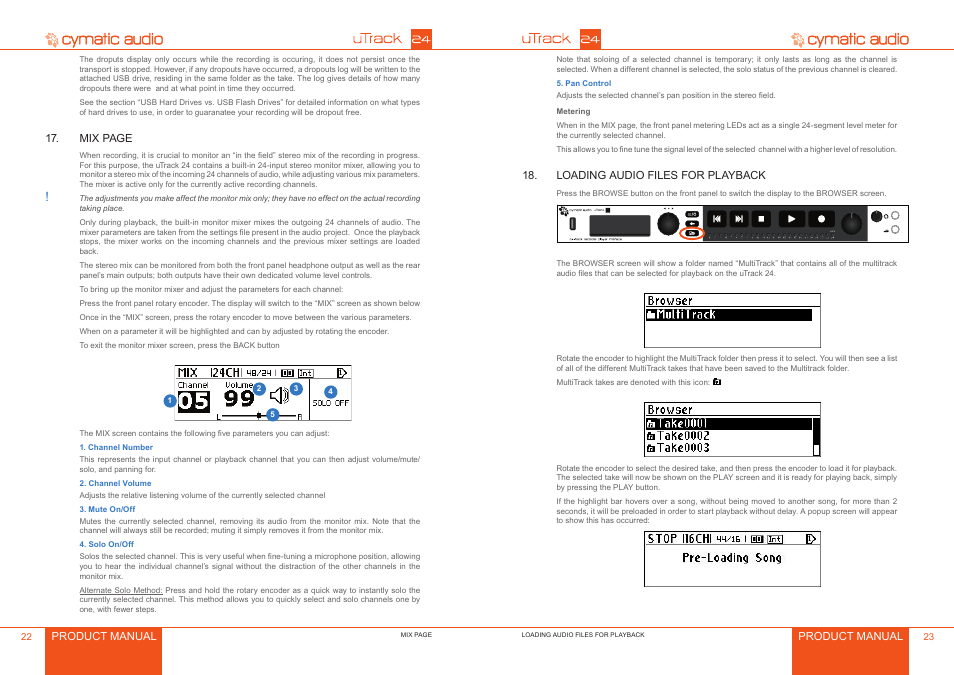 Loading audio files for playback, Loading audio files for playback 3 | Cymatic Audio uTrack 24 Manual User Manual | Page 12 / 23