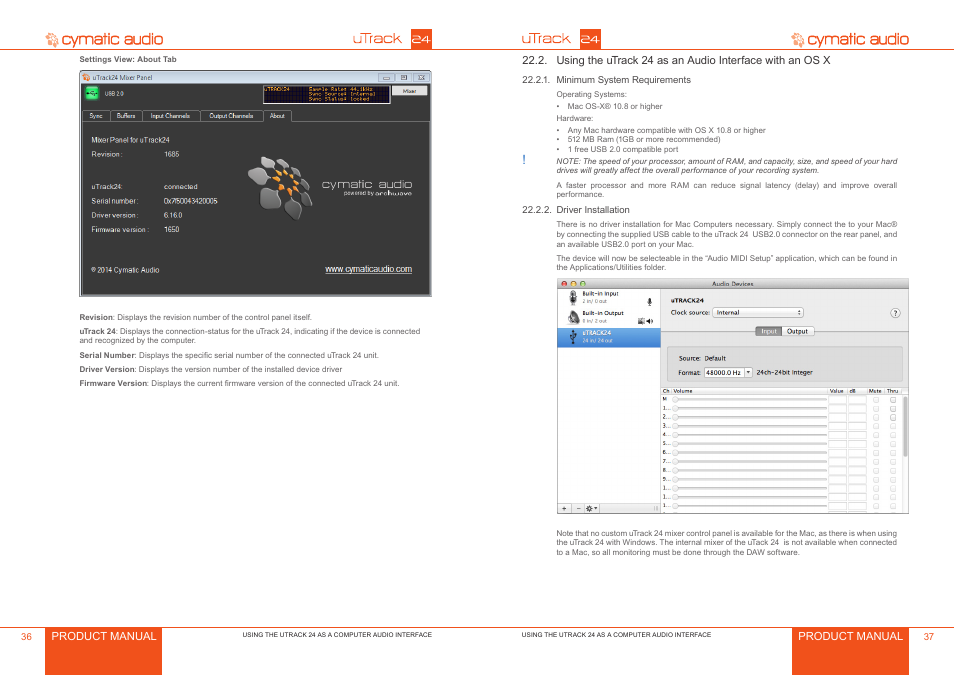 Minimum system requirements, Driver installation, Minimum system requirements 7 | Driver installation 7 | Cymatic Audio uTrack 24 Manual User Manual | Page 19 / 23