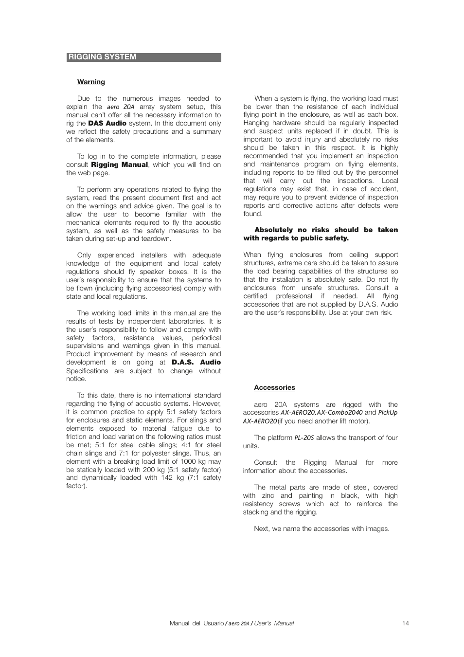 D.A.S. Audio Aero 20A User Manual | Page 14 / 18